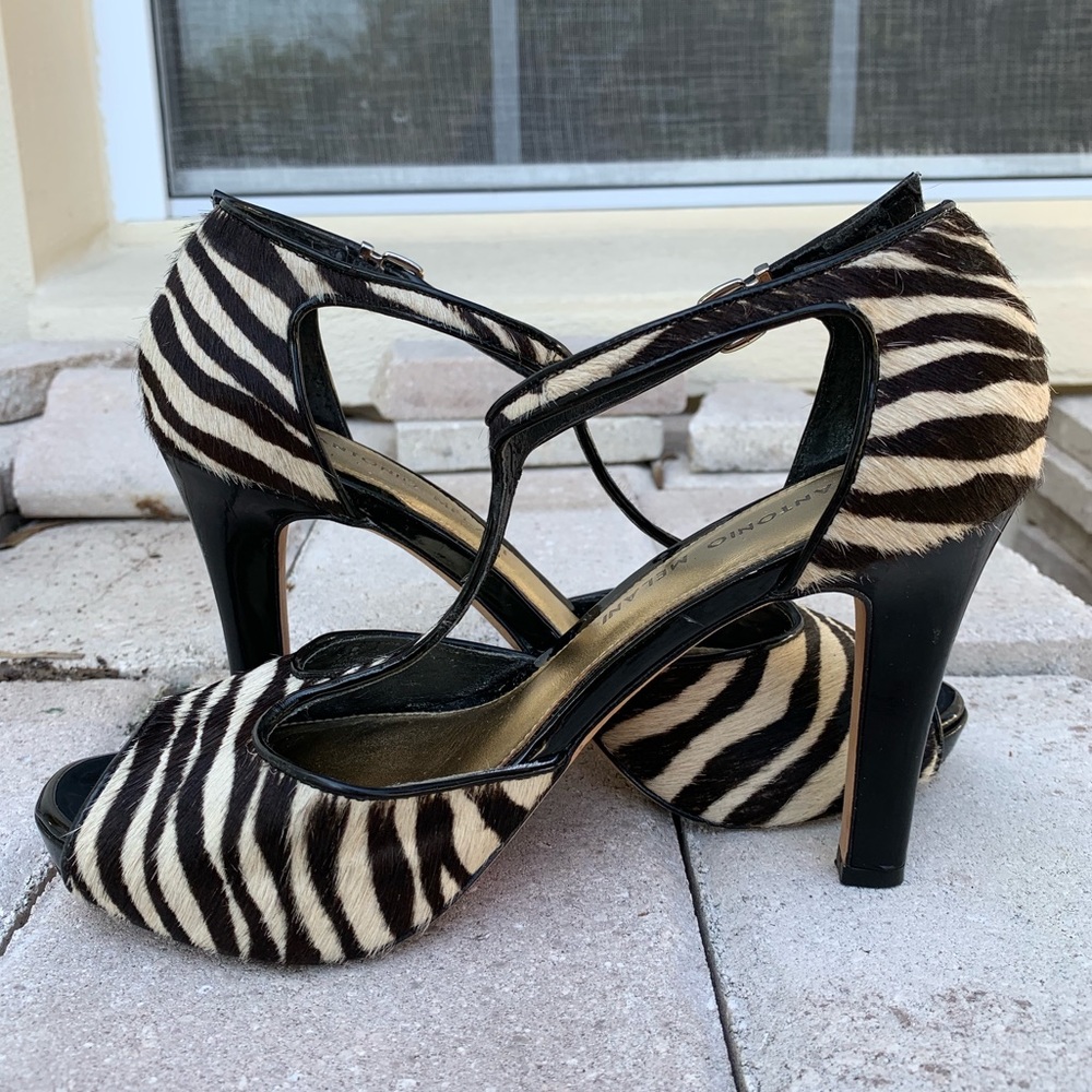 Antonio Melani Cowhide Zebra Print Heels